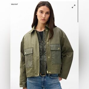 Nonie 2-in-1 Cotton Jacket olive green liner waxed small